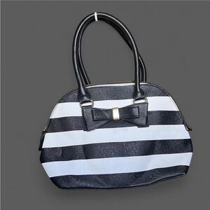 Kohl's Elegant Black and White Striped Shoulder Bag